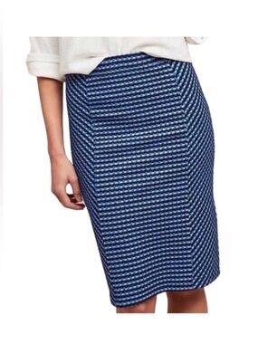 NWT Maeve Anthropologie Blue Patterned Pencil Skirt - Women Sz L